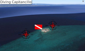 The Capitancillo diving site map