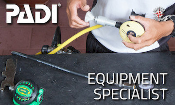 certified equipment specialist maintaining scuba gear
