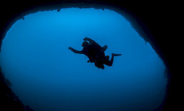 Scuba diver in a cavern